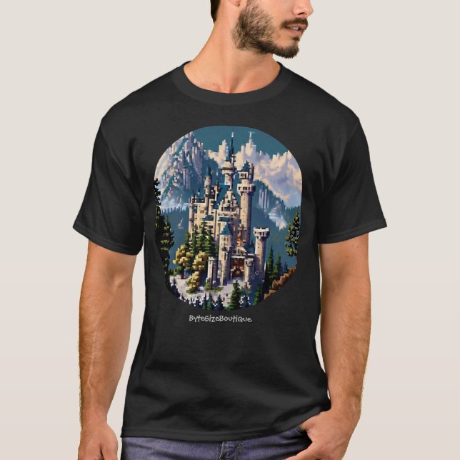 Neuschwanstein Castle, Custom Text Retro 8bit T-Shirt (Front)