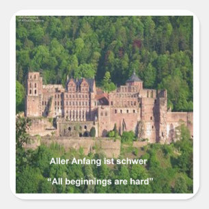 Neuschwanstein Castle Frankfurt & German Quote Square Sticker