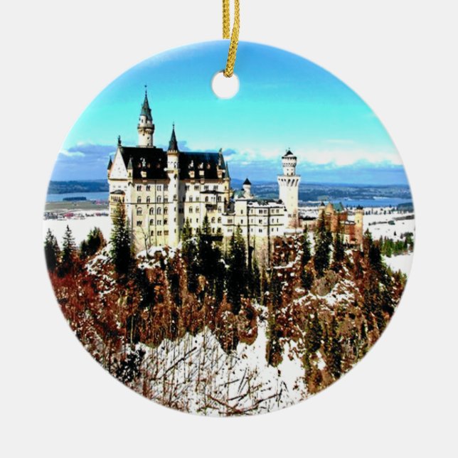 NEUSCHWANSTEIN CASTLE, GERMANY CERAMIC TREE DECORATION (Front)