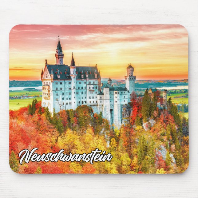 Neuschwanstein Castle, Germany, In Autumn Mouse Mat (Front)