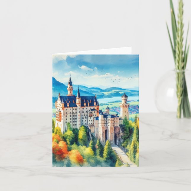 Neuschwanstein Castle Germany Watercolor Card (Front)