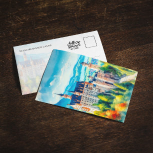 Neuschwanstein Castle Germany Watercolor Postcard