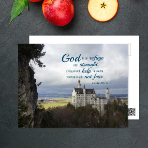 neuschwanstein castle, psalm 46 1-2 Bible verse  Postcard