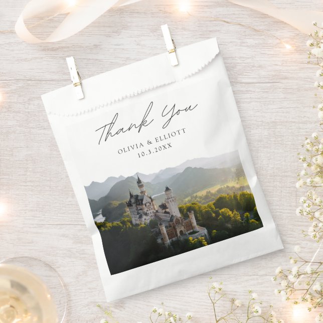 Neuschwanstein Castle Wedding Photo Thank You Favour Bags (Clipped)