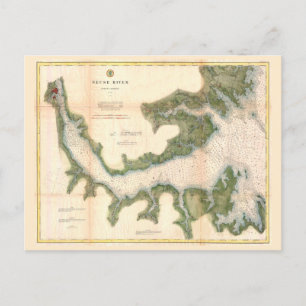 Neuse River North Carolina vintage map Postcard