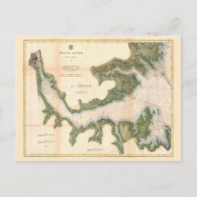 Neuse River North Carolina vintage map Postcard (Front)