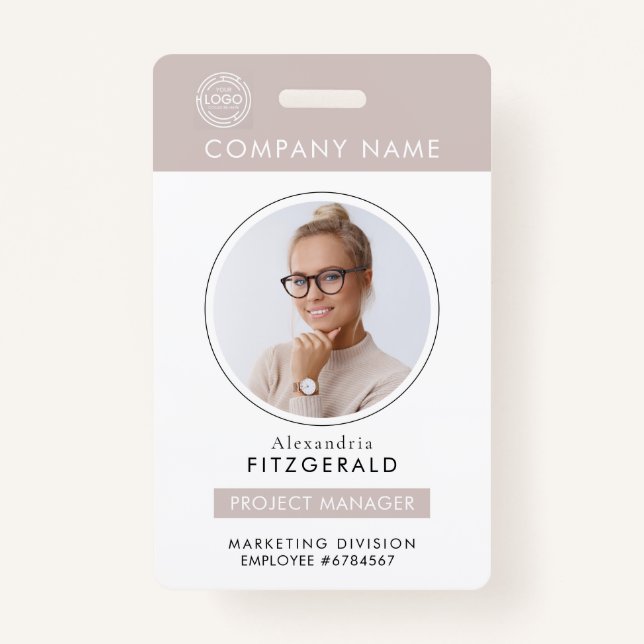 Neuteral Employee Photo ID Company Security Badge ID Badge (Front)