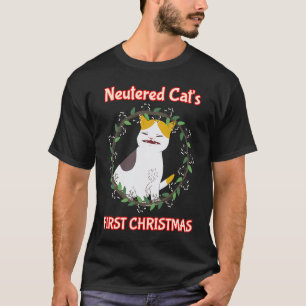 Neutered Cat's First Christmas Wreath Graphic T-Shirt