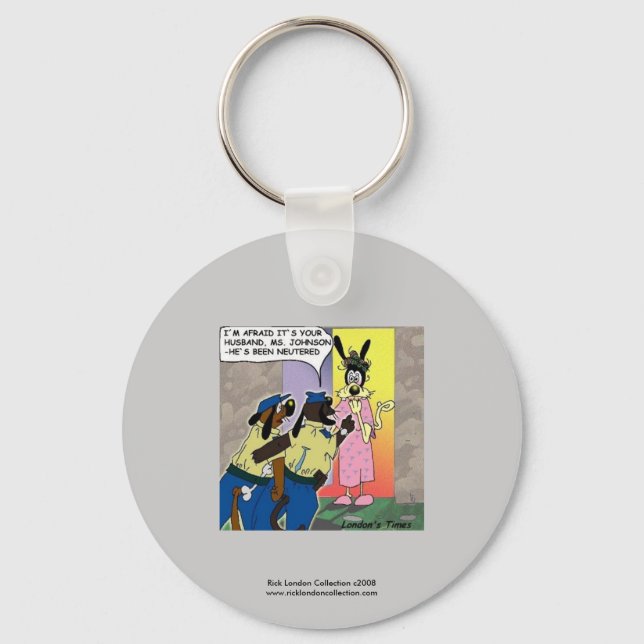 Neutered Dog Funny Cartoon Key Chain (Front)