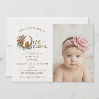 Neutral 1st Birthday Photo Capybara Event Invitation