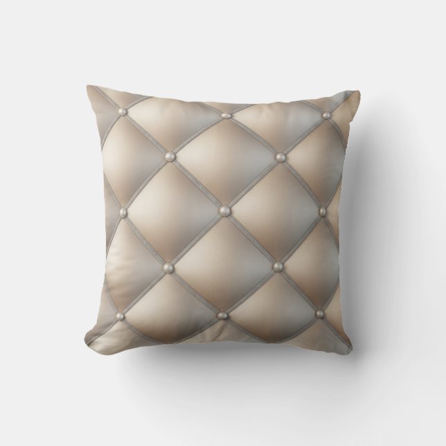 Neutral 3D Diamond Throw Pillow: AccessorizedPearl Cushion (Front)