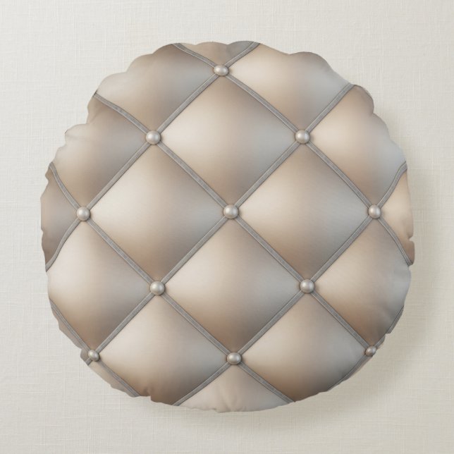 Neutral 3D Diamond Throw Pillow: AccessorizedPearl Round Cushion (Front)