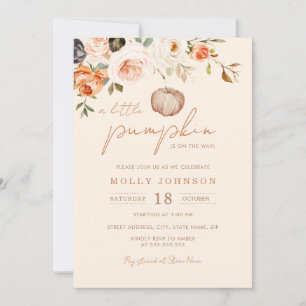 Neutral A Little Pumpkin Fall Baby Shower  Invitation