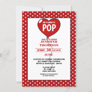 Neutral About to Pop Red Baby Shower Invitation