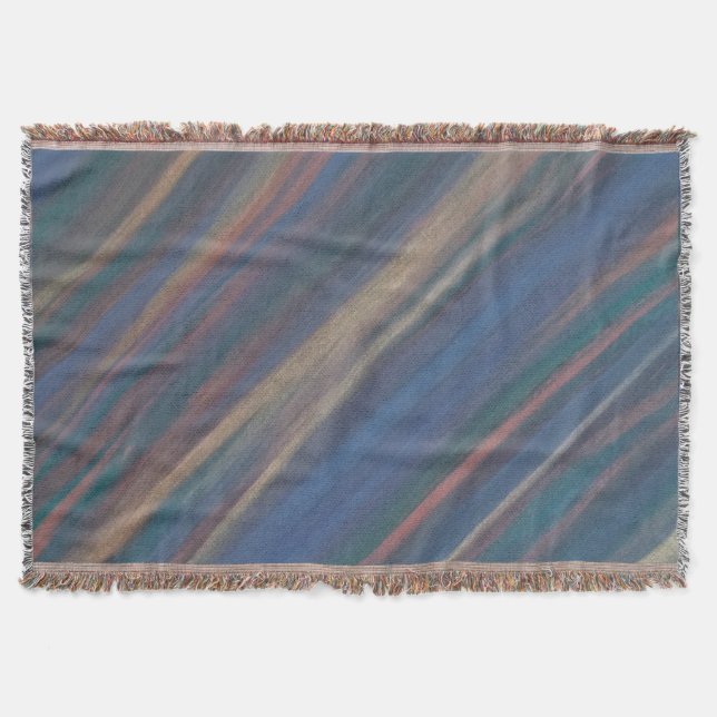 Neutral Abstract | Blue Olive Copper Earth Tones Throw Blanket (Front)