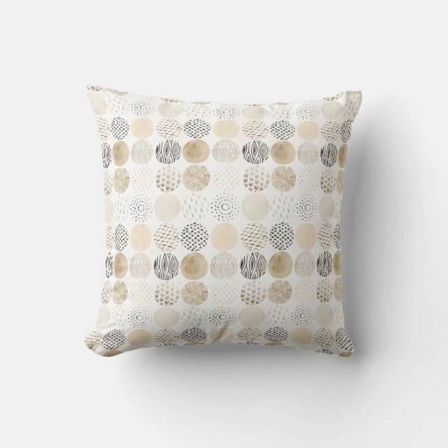Neutral Abstract Circle Pattern Cushion (Front)