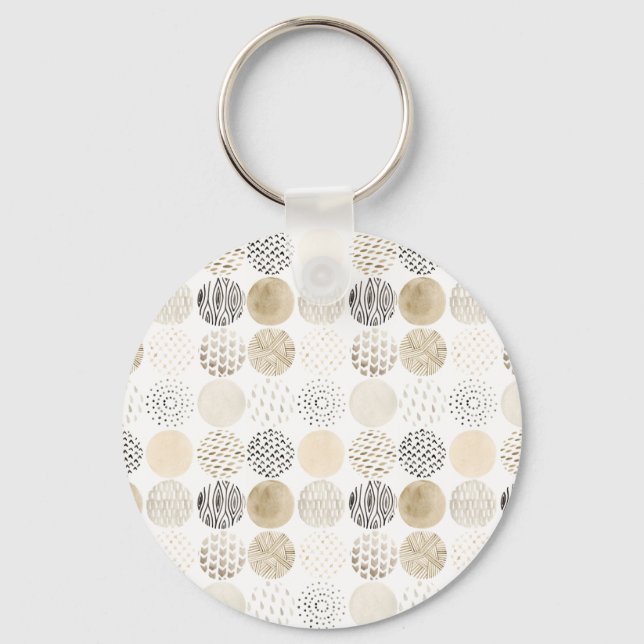 Neutral Abstract Circle Pattern Key Ring (Front)