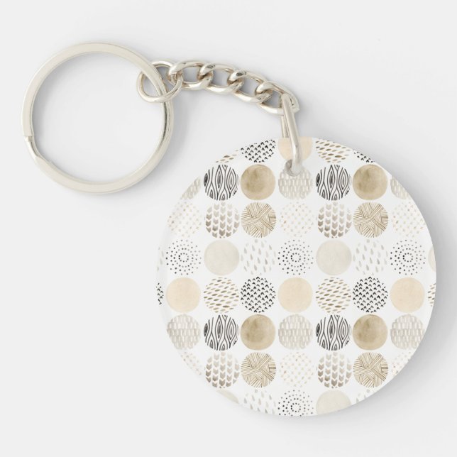 Neutral Abstract Circle Pattern Key Ring (Front)