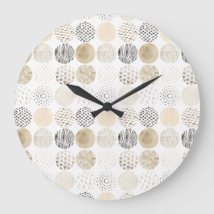 Neutral Abstract Circle Pattern Large Clock