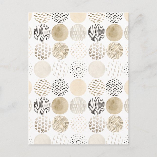 Neutral Abstract Circle Pattern Postcard (Front)