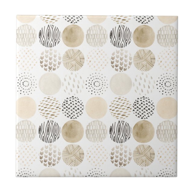 Neutral Abstract Circle Pattern Tile (Front)