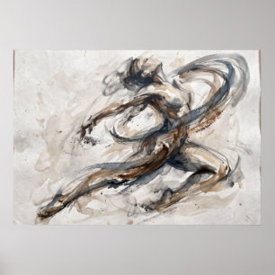 Neutral Abstract Figure Movement Poster