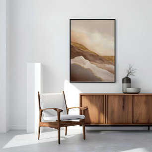 Neutral Abstract Gold Landscape Art Canvas Print