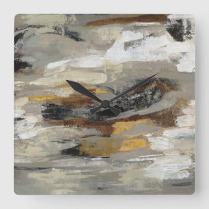Neutral Abstract Gray Print   Silvia Vassileva Square Wall Clock
