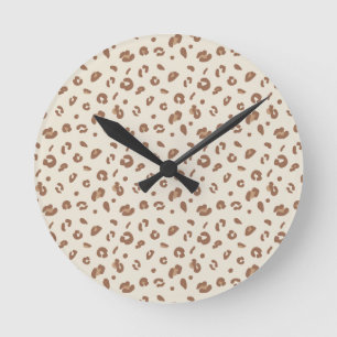 Neutral Abstract Leopard Print Pattern Modern An Round Clock