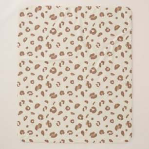 Neutral Abstract Leopard Print Pattern Modern An Sherpa Blanket