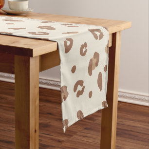 Neutral Abstract Leopard Print Pattern Modern An Short Table Runner