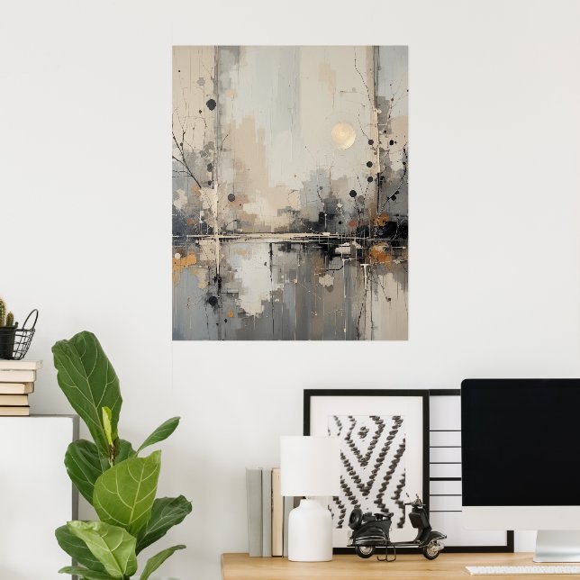 Neutral Abstract Nature Poster | Soulful Art  (Home Office)