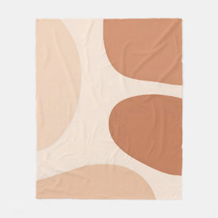Neutral Abstract Organic Shapes Boho Minimalist Fleece Blanket