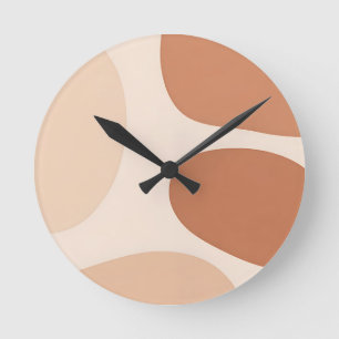 Neutral Abstract Organic Shapes Boho Minimalist Round Clock