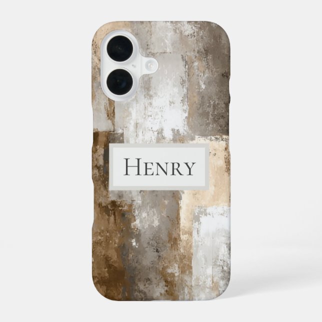 Neutral Abstract Paint iPhone 16 Case (Back)