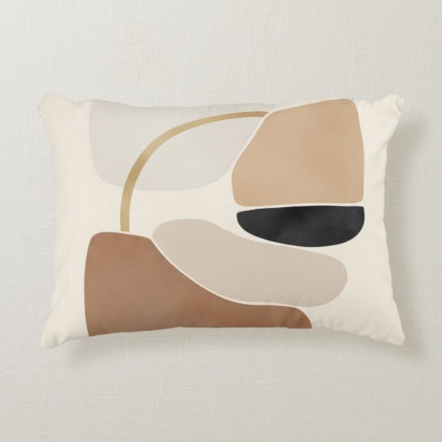 Neutral Abstract Shapes | Minimal Modern Fine Art  Decorative Cushion (Front)