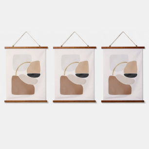 Neutral Abstract Shapes Minimal Modern Fine Art Hanging Tapestry