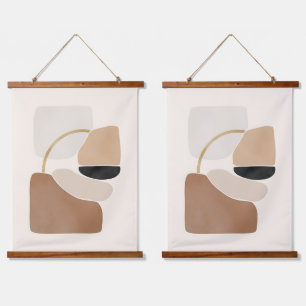 Neutral Abstract Shapes Minimal Modern Fine Art Hanging Tapestry