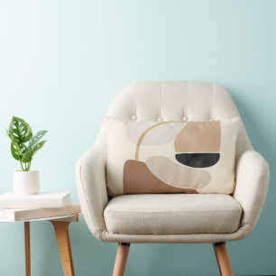 Neutral Abstract Shapes   Minimal Modern Fine Art  Lumbar Cushion