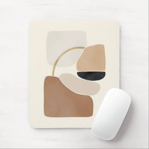 Neutral Abstract Shapes Minimal Modern Fine Art Mouse Mat