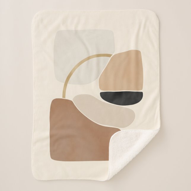 Neutral Abstract Shapes | Minimal Modern Fine Art  Sherpa Blanket (Front)