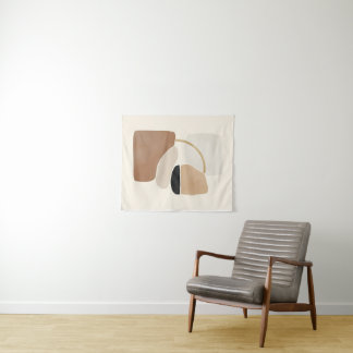Neutral Abstract Shapes | Minimal Modern Fine Art  Tapestry