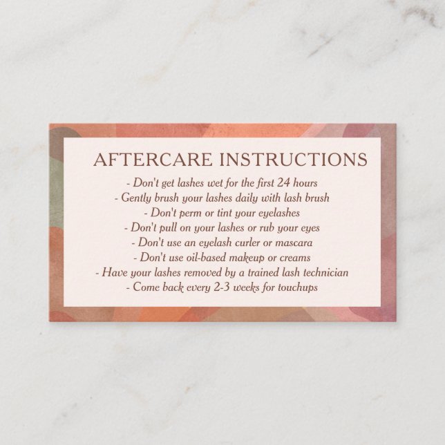 Neutral Abstract Watercolor Modern Aftercare Business Card (Front)
