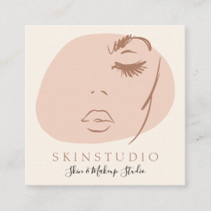 Neutral Aesthetic Feminine Face Beauty Skincare Square Business Card