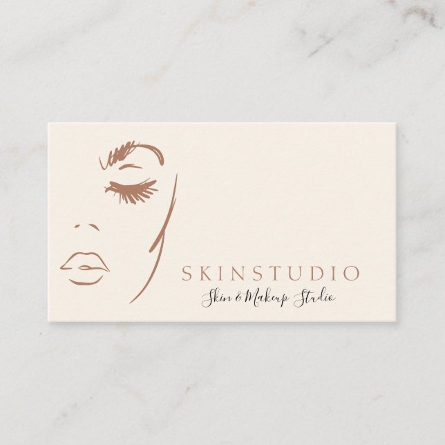 Neutral Aesthetic Feminine Face Skin Business Card (Front)