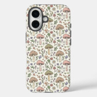 Neutral Aesthetic Mushroom Fungi Seamless Pattern