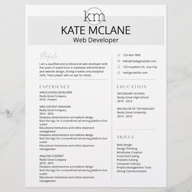 Neutral Aesthetic Professional Resume Template Custom Letterhead (Front)