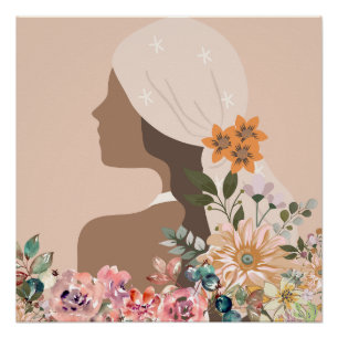 Neutral Aesthetic Woman Botanical Poster