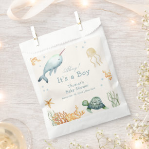 Neutral Ahoy Under The Sea Whale Boy Baby Shower Favour Bags