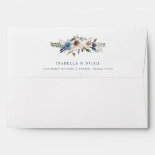 Neutral and Blue Floral Wedding Envelope
